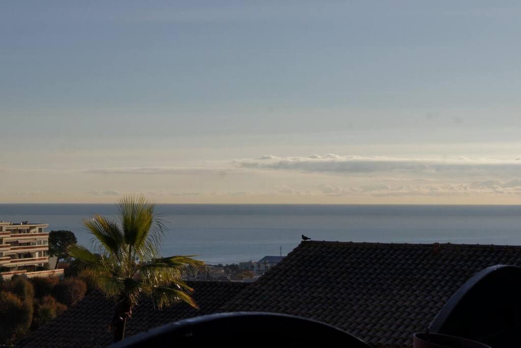 Charmant 2P Au Calme, Jardin, Piscine, Vue Panoramique Et Stationnement Villeneuve-Loubet Kültér fotó