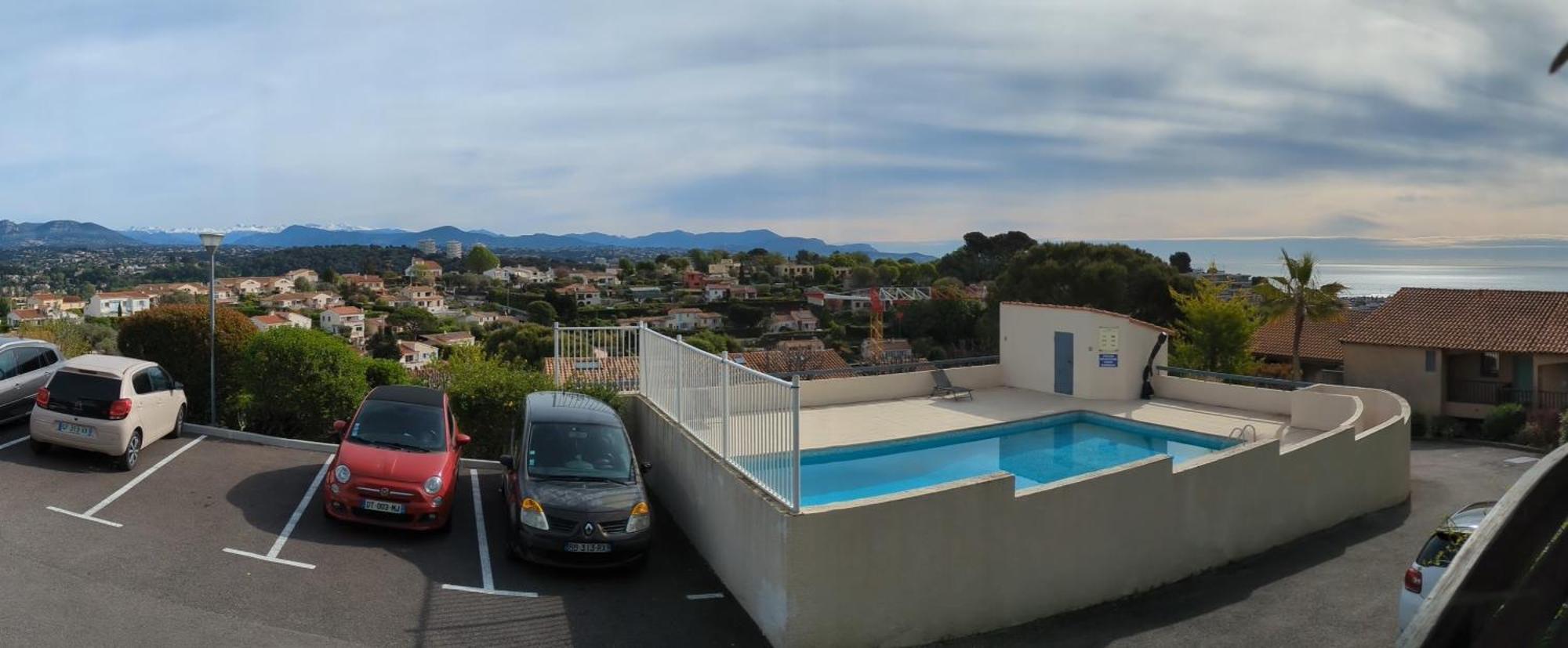 Charmant 2P Au Calme, Jardin, Piscine, Vue Panoramique Et Stationnement Villeneuve-Loubet Kültér fotó
